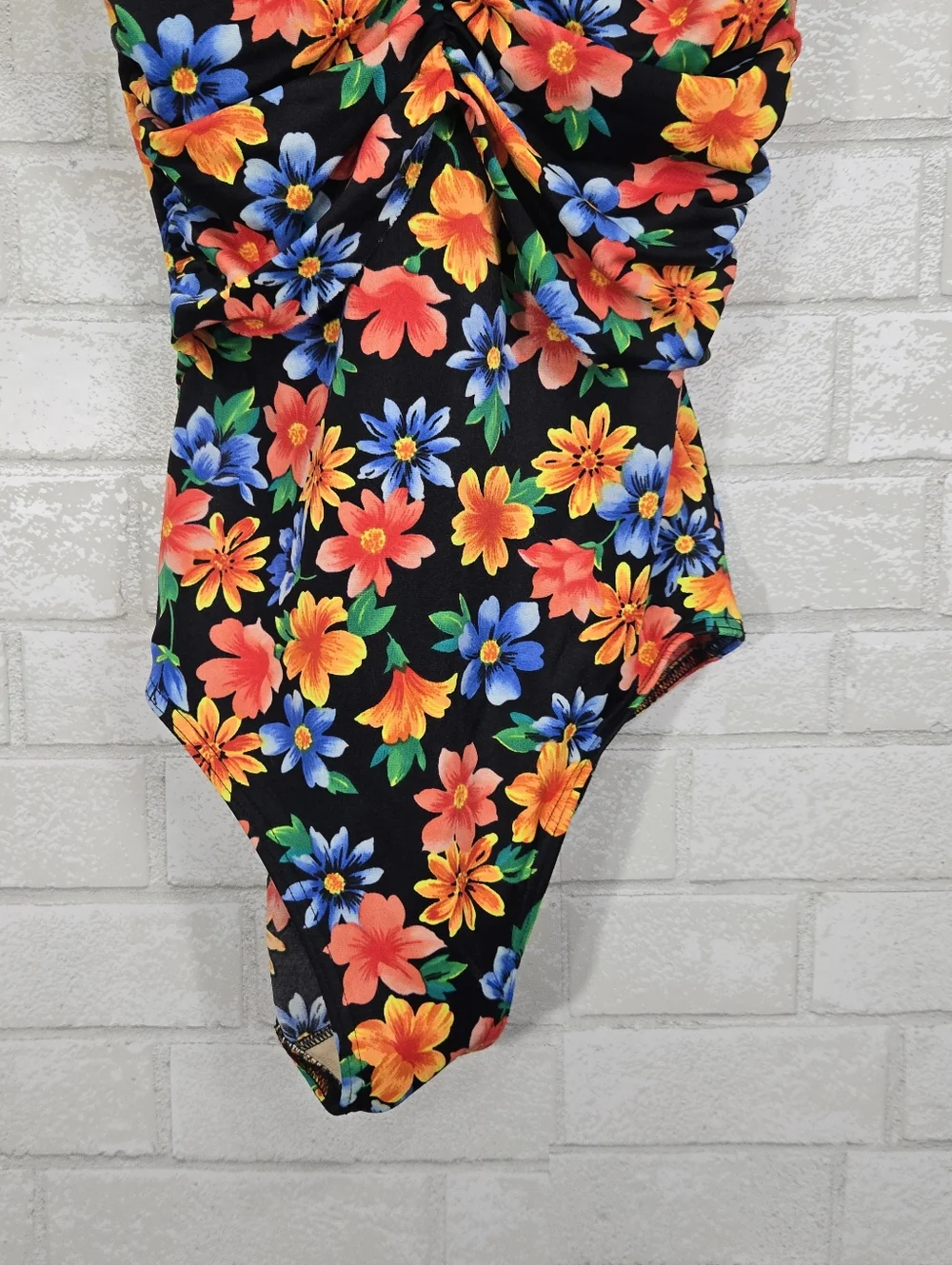 vintage floral one-piece swimsuit